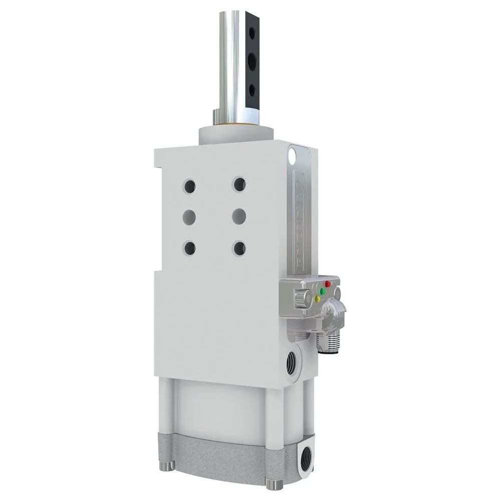 Porte pilote rétractable, Pneumatique, Dia. 50mm, Détecteur électronique avec connecteur pivotant M12-PNP, Course 50 mm, Filet G (BSPP), Terminaison tige goupilles décalées, Orientation tige #3